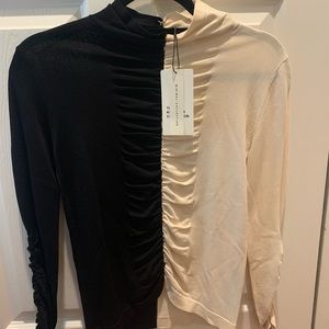 Zara black/cream mock turtleneck
